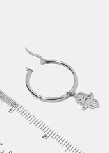 Load image into Gallery viewer, Dangling Hamsa Hand Hoop Earrings
